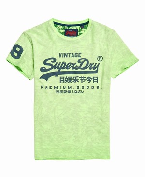 Superdry Premium Goods Mid Weight All Over Print Férfi Pólók Világos Zöld | DXQCE5436